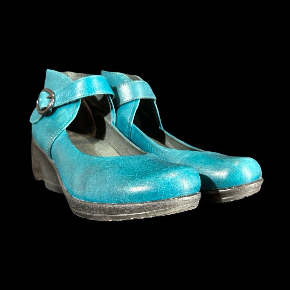 Turquoise Dansko Rebel Wedges